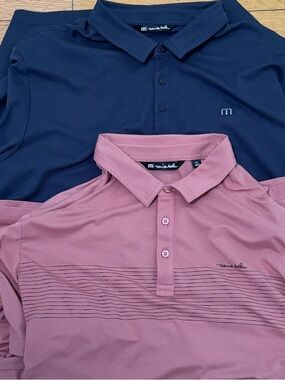 Travis Mathew Men’s Performance Polos - Navy and Dusty Rose XXL